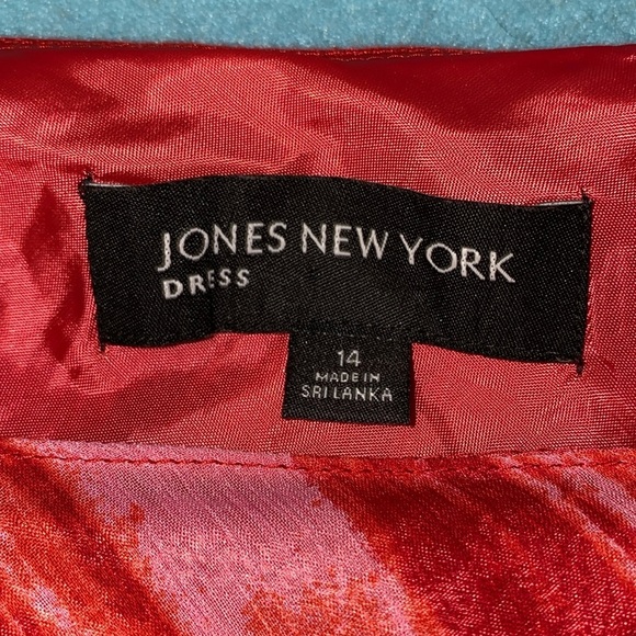 JONES NEW YORK tiered maxi tank dress red orange pink ruffle fully lined size 14 - Picture 5 of 7